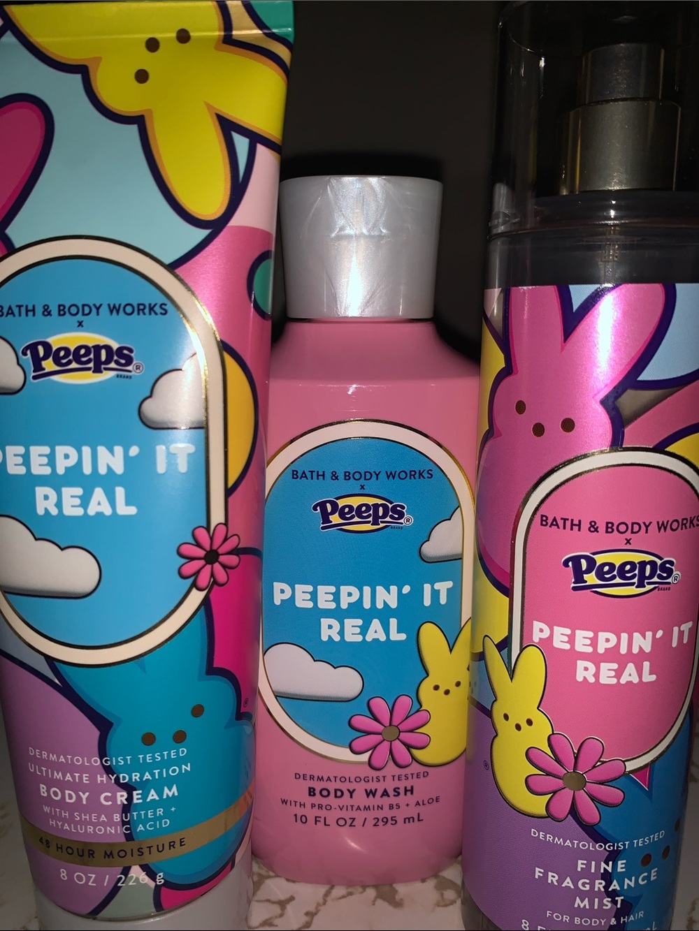 Bath & Body Works Marshmallow Peepin' It Real  Body Wash, Mist, Cream